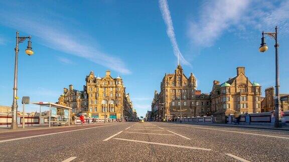英国苏格兰爱丁堡老城的延时摄影