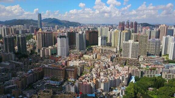 中国白天时间深圳市景市区贫民窟航拍全景4k