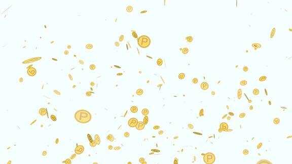 点数硬币喷出的动画像一个爆竹(透明的背景)