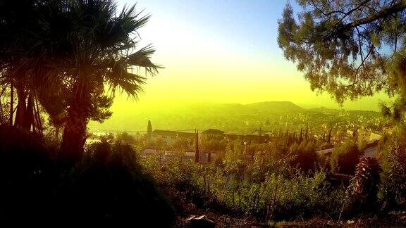 拿撒勒的地平线日落全景以色列