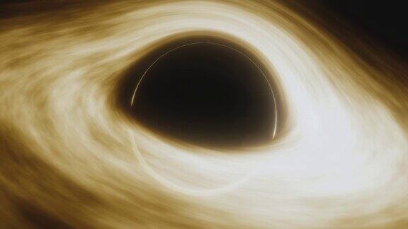 超大质量黑洞的动画黑洞视界上物质的吸积盘空间、光和时间被视界上的强引力所扭曲
