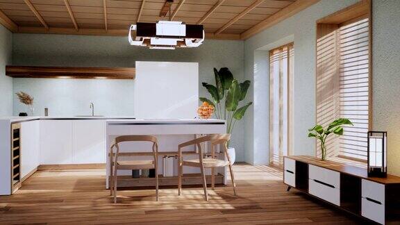 厨房薄荷现代风格三维渲染
