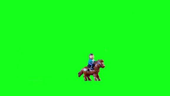 牛仔玩具剪出色度键绿色屏幕近距离拍摄4K分辨率