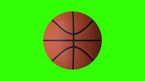 绿色屏幕上旋转的篮球-彩色背景循环