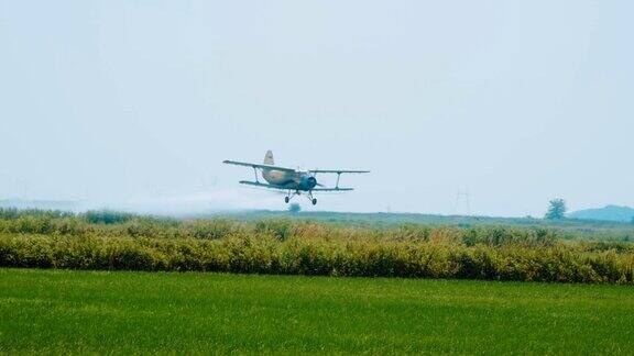 农业航空农业飞机在稻田喷洒农药