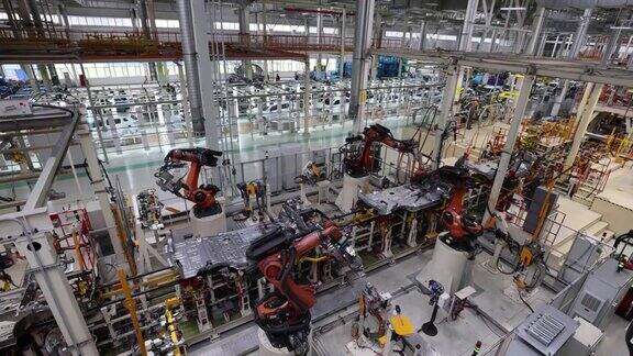 汽车生产工厂自动汽车生产线机器人焊接零件