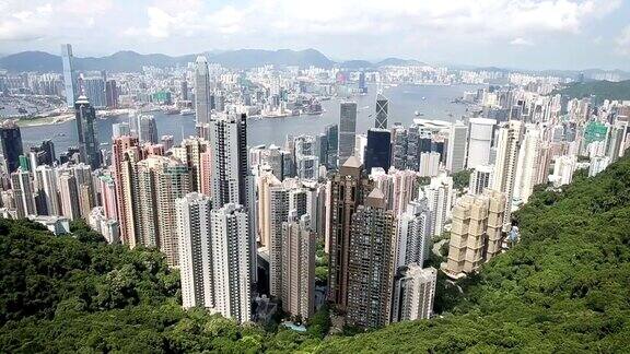 从太平山顶眺望香港航拍