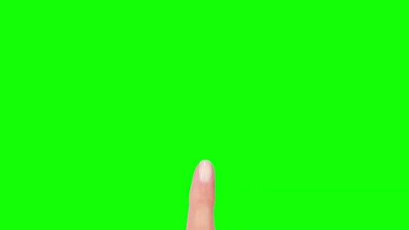 女性的手移动电话触屏手势绿色的屏幕技术背景