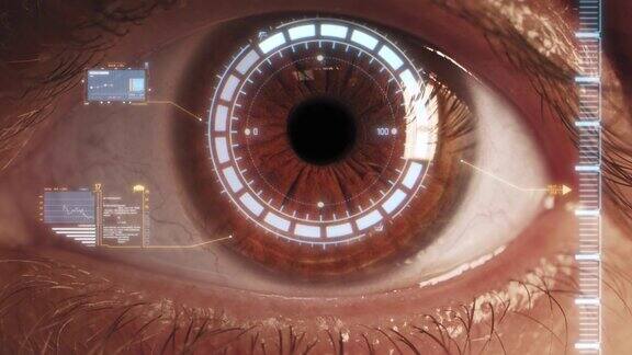男性眼球近距离3d眼部扫描技术增强现实面对id