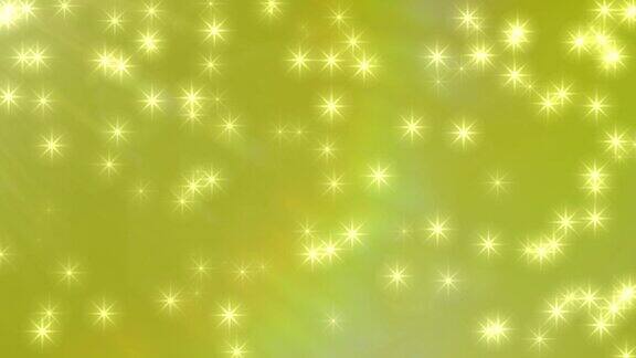 漂浮的金色星星和光谱透镜闪耀在黄色上