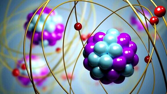 在原子中运动的基本粒子物理概念3D渲染循环动画