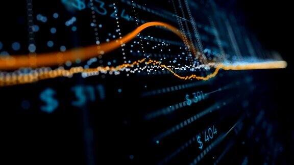 4K金融业务图表与图表和股票数字动态