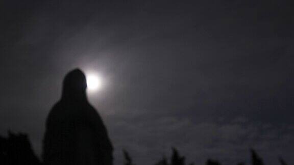 月亮上的圣母玛利亚在墓地