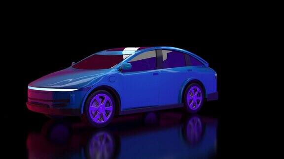 蓝色电动汽车或电动汽车运动驱动4k画面