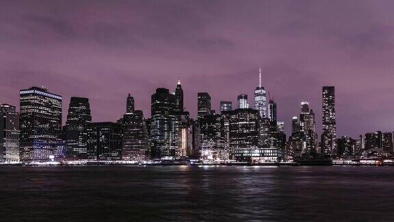 纽约下曼哈顿在晚上纽约美国