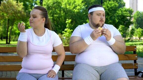 胖女孩吃苹果胖男人吃汉堡个人选择合适的食物