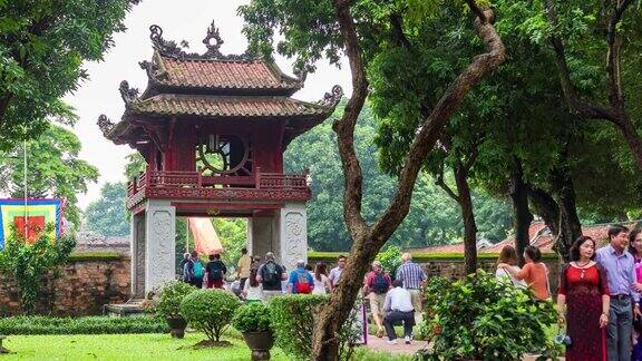 宁静的古代寺庙寺庙的文学河内越南时间流逝视频