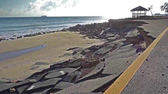 4KDOLLY:海岸公路被侵蚀损坏