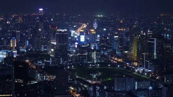 时间流逝和封锁:曼谷城市夜景