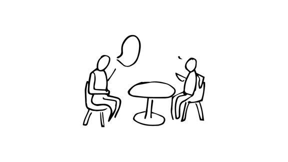 慢慢出现的人坐在桌子上聊天的动画