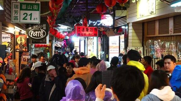 台湾台北市九分市集九分老街人流的延时录像