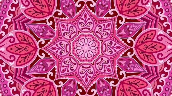 无缝背景红色曼陀罗圈蕾丝与魔法装饰印度奥斯曼阿拉伯图案
