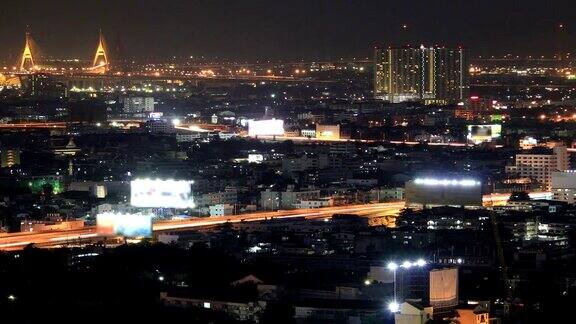 航拍曼谷城市夜景