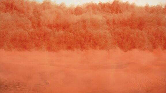《沙漠中的大尺度沙尘暴》是一种地面上吹起灰尘的3d动画