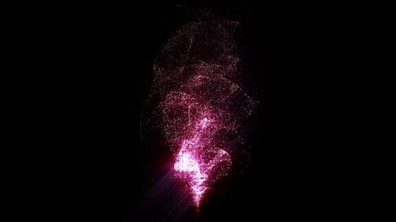 在黑色背景上循环彩色闪闪发光的粉色星星颗粒流体流动为您的事件VJ音乐会标题预览演示的4K渲染镜头