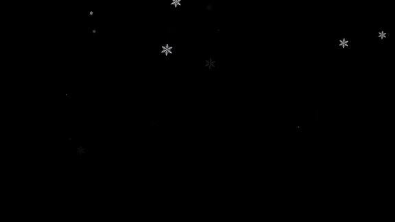 飘落的雪花覆盖着大地孤立的黑色背景或添加到您的合成冬天下雪与阿尔法和4k库存视频