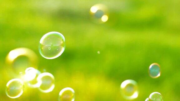 绿草背景上的气泡