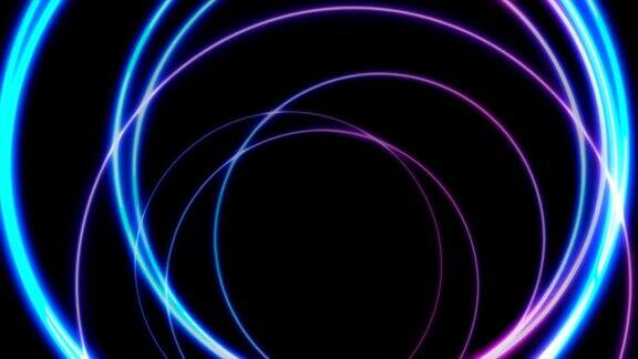 彩色霓虹发光的圆圈抽象视频动画
