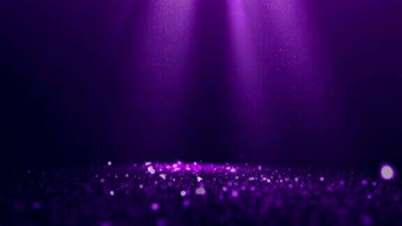 紫色抽象闪烁粒子与聚光灯背景视频
