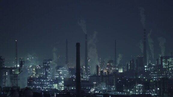 石化工厂和炼油工业的夜晚