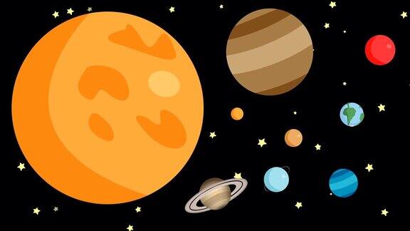 太阳系行星与流星在星空背景