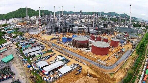 石油天然气工业精炼厂、石化工厂鸟瞰图