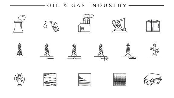 收集alpha通道上的石油和天然气技术图标