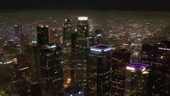 4k洛杉矶市中心夜间天线