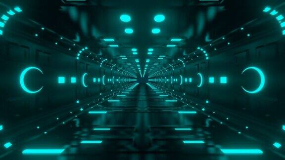 摘要黑暗科幻隧道配合绿光无缝循环4k3d动画背景
