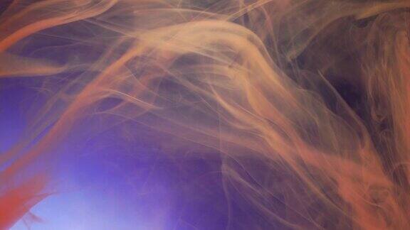 抽象烟雾黄墨悬浮蓝色背景