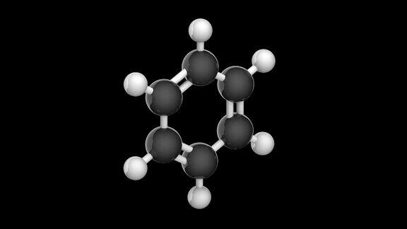 C6H6苯(苯)分子黑色背景+透明通道(alpha通道)