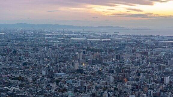 日本大阪市的日落时间流逝