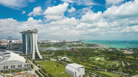 新加坡城市滨海湾酒店公园花园空中全景