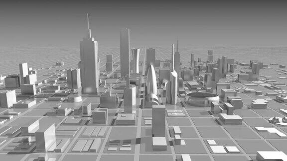 3D增长的城市摩天大楼