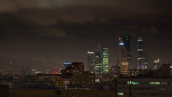 航拍俄罗斯莫斯科夜景