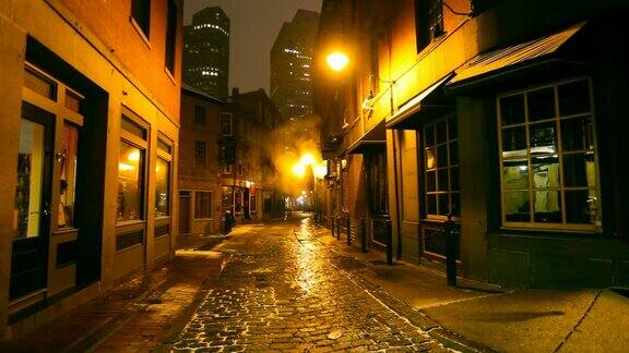黑暗寒冷的城市街道