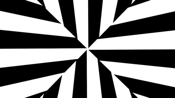抽象的黑白条纹三维渲染无缝循环