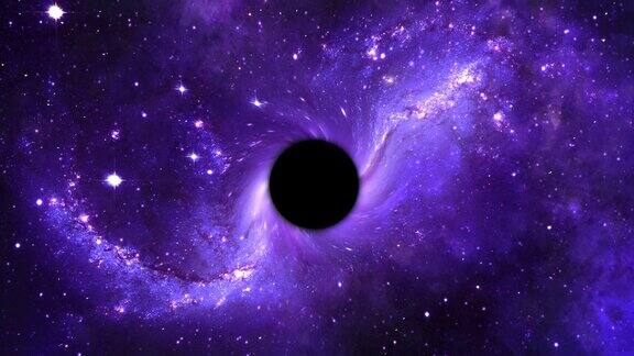 黑洞虫洞扭曲动画在太空-4k