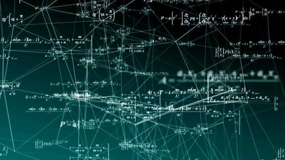 数学公式移动在空间、科学和数学研究和发展视频循环