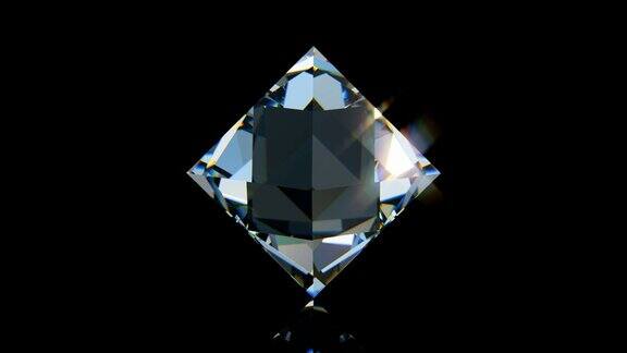 完美的八面体钻石旋转黑色背景